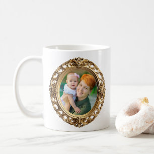 Falsche ornamentale ovale goldgerahmte Fotos Kaffeetasse
