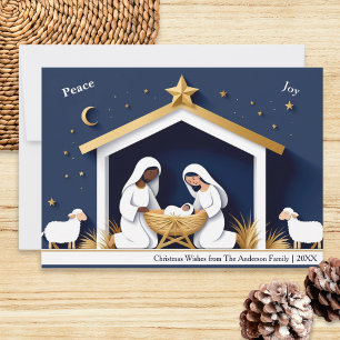Falsche Papercraft-Weihnachts-Geburt Frieden & Fre Feiertagskarte