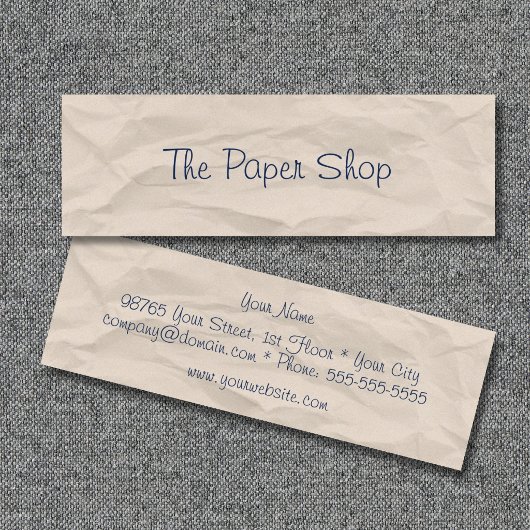 Falsche Papierhandschriftlich Skinny Business Card Mini Visitenkarte