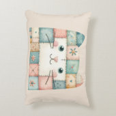 Falsche Patchwork-Pastell-Hauskatze Gesicht Dekokissen (Rückseite(Vertikal))
