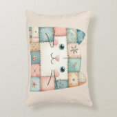 Falsche Patchwork-Pastell-Hauskatze Gesicht Dekokissen (Vorderseite(Vertikal))