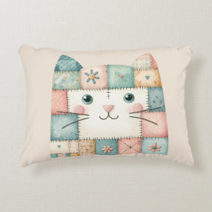 Falsche Patchwork-Pastell-Hauskatzen-Gesicht Dekokissen