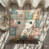 Falsche Patchwork-Pastell-Hütte-Katzen-Gesicht Kissen