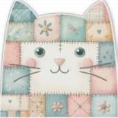Falsche Patchwork-Pastell-Hütte-Kitty-Gesicht Aufkleber (Vorderseite)