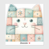 Falsche Patchwork-Pastell-Hütte-Kitty-Gesicht Aufkleber (Blatt)