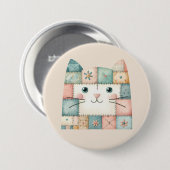 Falsche Patchwork-Pastell-Hütte-Kitty-Gesicht Button (Vorne & Hinten)