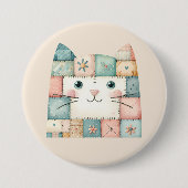 Falsche Patchwork-Pastell-Hütte-Kitty-Gesicht Button (Vorderseite)