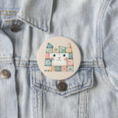Falsche Patchwork-Pastell-Hütte-Kitty-Gesicht Button (Beispiel)