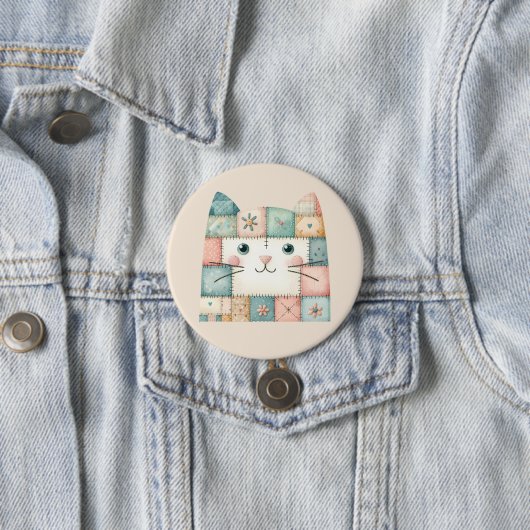 Falsche Patchwork-Pastell-Hütte-Kitty-Gesicht Button (Beispiel)