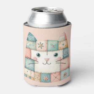 Falsche Patchwork-Pastell-Hütte-Kitty-Gesicht Dosenkühler