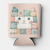 Falsche Patchwork-Pastell-Hütte-Kitty-Gesicht Dosenkühler (Vorderseite)