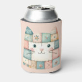 Falsche Patchwork-Pastell-Hütte-Kitty-Gesicht Dosenkühler (Kanne Rückseite)
