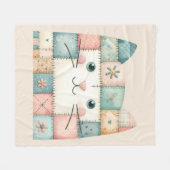 Falsche Patchwork-Pastell-Hütte-Kitty-Gesicht Fleecedecke (Vorderseite (Horizontal))