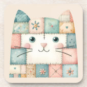 Falsche Patchwork-Pastell-Hütte-Kitty-Gesicht Getränkeuntersetzer (Vorderseite)