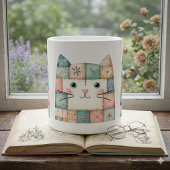 Falsche Patchwork-Pastell-Hütte-Kitty-Gesicht Kaffeetasse