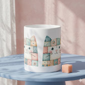 Falsche Patchwork-Pastell-Hütte-Kitty-Gesicht Kaffeetasse