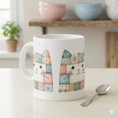 Falsche Patchwork-Pastell-Hütte-Kitty-Gesicht Kaffeetasse