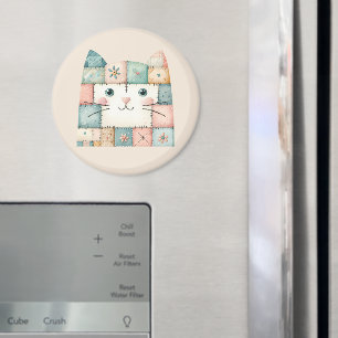 Falsche Patchwork-Pastell-Hütte-Kitty-Gesicht Magnet