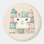Falsche Patchwork-Pastell-Hütte-Kitty-Gesicht Magnet (Vorne)