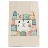 Falsche Patchwork-Pastell-Hütte-Kitty-Gesicht Mittlere Geschenktüte (Rückseite)