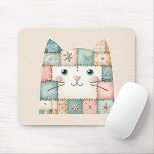 Falsche Patchwork-Pastell-Hütte-Kitty-Gesicht Mousepad