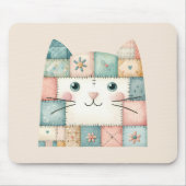Falsche Patchwork-Pastell-Hütte-Kitty-Gesicht Mousepad (Vorne)