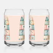 Falsche Patchwork-Pastell-Hütte-Kitty-Gesicht Rosa Dosenglas (Links)