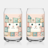 Falsche Patchwork-Pastell-Hütte-Kitty-Gesicht Rosa Dosenglas (Rückseite)