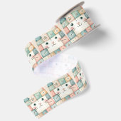 Falsche Patchwork-Pastell-Hütte-Kitty-Gesicht Satinband (Rückseite)