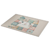 Falsche Patchwork-Pastell-Hütte-Kitty-Gesicht Schneidebrett (Ecke)