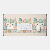 Falsche Patchwork-Pastell-Hütte-Kitty-Gesicht Schreibtischunterlage (Tastatur & Maus)