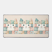 Falsche Patchwork-Pastell-Hütte-Kitty-Gesicht Schreibtischunterlage (Vorderseite)