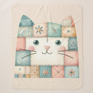 Falsche Patchwork-Pastell-Hütte-Kitty-Gesicht Sherpadecke