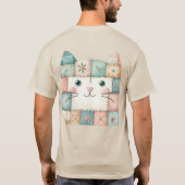 Falsche Patchwork-Pastell-Hütte-Kitty-Gesicht T-Shirt (Rückseite)