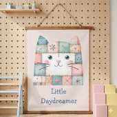 Falsche Patchwork-Pastell-Hütte-Kitty-Gesicht Wandteppich Mit Holzrahmen
