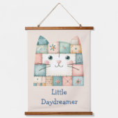 Falsche Patchwork-Pastell-Hütte-Kitty-Gesicht Wandteppich Mit Holzrahmen (Vorderseite)