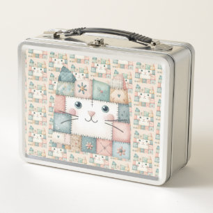 Falsche Patchwork-Pastell-Kitty-Hütte Metall Brotdose