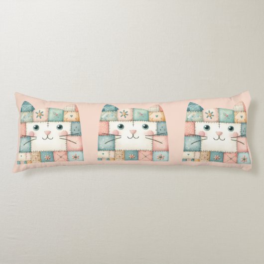 Falsche Patchwork-Pastell-Kitty-Hütte Seitenschläferkissen (Vorderseite)