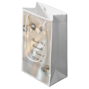 Falsche Perlen- und Diamantknöpfe Hochzeit Danke Kleine Geschenktüte