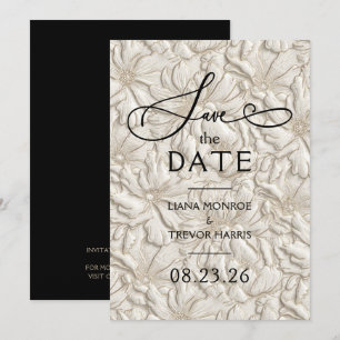 Falsche Prägung Cream Floral Hochzeit Save The Date
