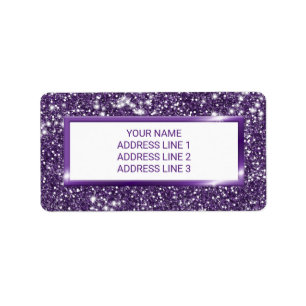 Falsche Purpur-Glitter-Textur-Optik mit individuel Adressaufkleber
