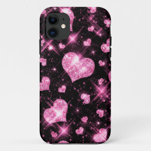 Falsche rosa Glitter-Herzen iPhone 11 Hülle