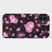 Falsche rosa Glitter-Herzen Case-Mate iPhone Hülle (Rückseite (Horizontal))