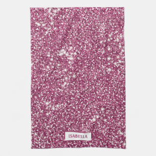 Falsche rosa Glitter-Textur-Optik mit individuelle Geschirrtuch