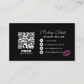 Falsche rosa glitzernde Lippen QR-Code Visagist Visitenkarte (Rückseite)