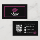 Falsche rosa glitzernde Lippen QR-Code Visagist Visitenkarte (Vorne/Hinten)