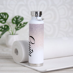 Falsche rosa glitzernde Schriftmonogramm-Wasserfla Trinkflasche