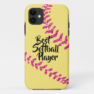 Falsche rosa glitzernde Softball-Stiche Case-Mate iPhone Hülle