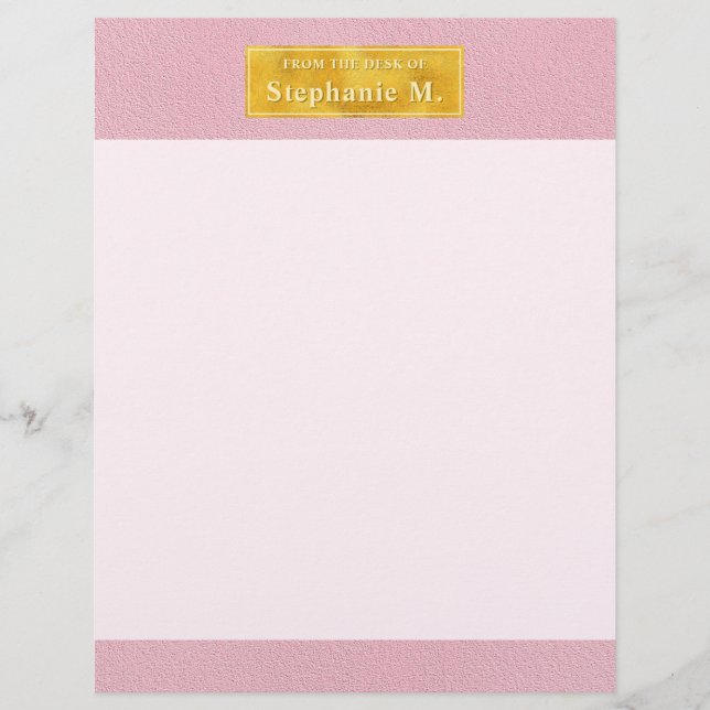 Falsche rosa Ledertextur mit Goldfolie und Text Briefbogen (Vorderseite)