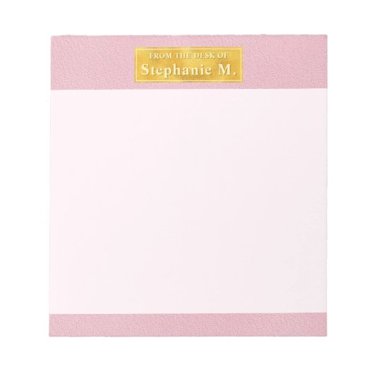 Falsche rosa Ledertextur mit Goldfolienbanner Notizblock (Vorderseite)